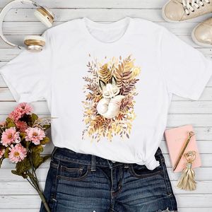 女性用TシャツTシャツ女性かわいい動物の水彩漫画女性プリント服TシャツショートスリーブTシャツトップレディグラフィック