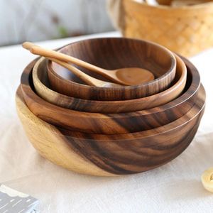 Bowls Wooden Fruit Vegetable Storage Bowl Dough Mixer Basin Decoration Practical Household Kitchen Picnic Tray Bread Dishes Salad