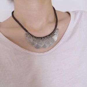 Łańcuchy vintage 925 srebrne okrągłe okrągłe naszyjniki choker żeńskie retro tajskie ręcznie robione woskowe linę plecione naszyjnik 52