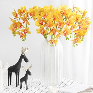 装飾的な花の花輪人工蘭の花リアルタッチラテックスデコレーションアレンジメントDIYウェディングホームテーブルオフィスクリスマスg