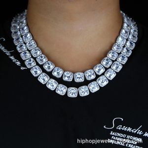 Trendy Lab Diamond Necklace 14K White Gold Engagement Wedding Chocker Necklace For Women Men Hiphop Jewelry Gift