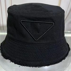 Designer Frayed Bucket Hats Caps for Mens Womens Tassels Embroidery Cotton Bonnets Fashion Luxury Sun Protection Summer Beach Vacation Getaway Headwear Black