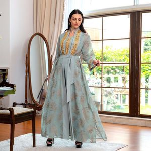 Roupas étnicas kaftan hijab abaya dubai sets muçulmanos árabes vestidos de festas de duas peças vestidos femininos femme musulmane eid islam