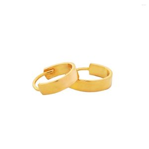 Hoop Earrings Real Solid 24k Yellow Gold Woman Lucky Smooth 2.6-3g