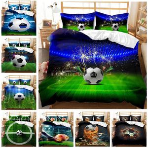 Set di biancheria da letto Set di biancheria da letto di calcio 3D Stampa Federa Copripiumino Soccert Copripiumini Set Ragazzi Tessili per la casa Queen Size Drop 230227