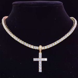 Pendant Necklaces Men Women Hip Hop Cross Necklace With 4mm Zircon Tennis Chain Bling Iced Out Jewelry Fashion Gift