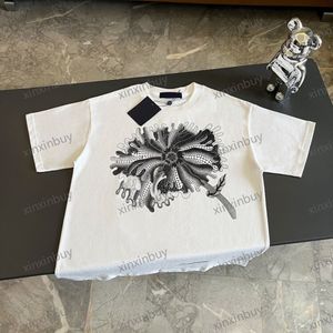 xinxinbuy Män designer Tee t-shirt 23ss Milan Flower graffiti tryck kortärmad bomull dam vit svart XS-2XL