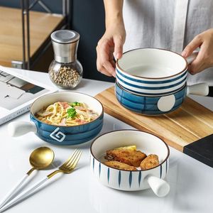 Ciotole da colazione in ceramica con manico Insalata Ciotola di cereali Zuppa Noodle Dessert Formaggio Bakeware Forno a microonde Speciale