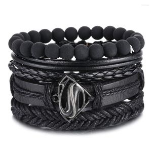 Charm Bracelets ALIUTOM Mix 4Pcs/ Set Braided Wrap Leather For Men Women Vintage Wooden Beads Ethnic Tribal Wristbands Bracelet