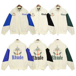 Estate Autunno Uomo Designer Giacca Rhude Giacca Cappotto Felpa Oversize Rhude Felpa con cappuccio Manica lunga Cerniera Giacca a vento Abbigliamento uomo Felpe con cappuccio Top Taglia USA