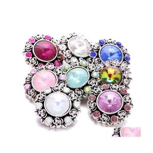 car dvr Clasps Hooks Wholesale Rhinestone Fastener 18Mm Snap Button Retro Rose Flower Clasp Metal Charms For Snaps Jewelry Findings Suppli Dhulm