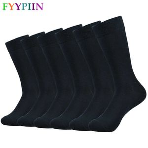 Meias masculinas 6 pares meias pretas Men's Solid Color Faced Dress Socks