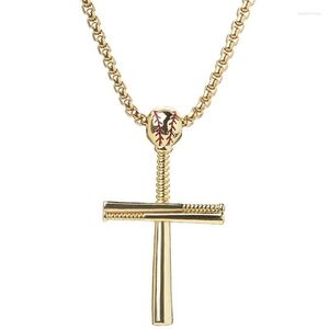 Anhänger Halsketten Klassische Hip Hop Sport Stil Outdoor Baseball Kreuz Halskette Silber Schwarz Gold Überzogene Legierung Kette Männer Schmuck Party