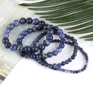 Strand Natural Blue Sodalites Bracelet Stone Breads Presente de jóias para homens Proteção magnética da saúde Mulheres Elastic Linha 6 8 mm