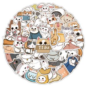 60Pcs-Pack Funny Cat Stickers Wholesale Vinyl Sticker Waterproof Laptops Car Scrapbooking Guitar Box Skateboard JDM Luggage Decal