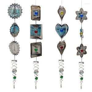 Decorative Figurines 3D Heart Flower Rotating Wind Chimes Geometric Hanging Spinner Crafts Ornaments Indoor Outdoor Garden Yard Decoration