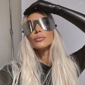 Sonnenbrille Übergroße Punk Randlose Frauen Männer Y2K Sport Sonnenbrille Für Damen 2023 Designer Goggle Shades Brillen