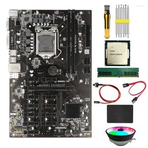 마더 보드 B250 BTC 마이닝 마더 보드 G3900 CPU 8G DDR4 RAM 120G SSD 팬 스위치 케이블 드라이버 키트 12 PCIE 슬롯 LGA1151 SATA3.0