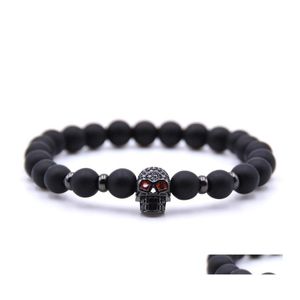 auto dvr fili di perline 10 pezzi / set naturale 8 mm nero opaco perline mala tessitura braccialetto regali per uomo donna gioielli fatti a mano yoga consegna goccia Dhxm8