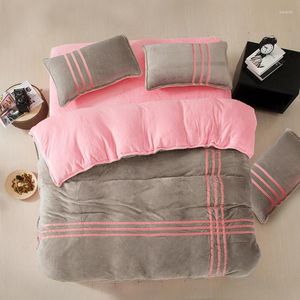 Bedding Sets 2023 Spring High Quality And Simple Movement Set Flannel Coral Fleece Cotton Bed Linen Duvet Cover