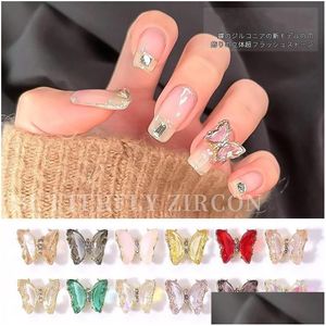 Decorazioni per nail art Farfalla Gioielli Tre Nsional Super Flash Strass Opale Fiocco Zircone Farfalle Forma Decorazione Drop Delive Dhrus