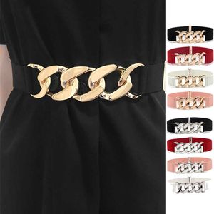 Bälten Fashion Elegant Elastic Wide Women Belt Gold Ring Buckle Decorative Woman Belts For Dress Designer Belts Women High Quality Z0223