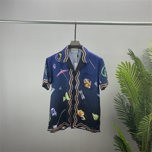 2豪華なデザイナーシャツメンズファッションタイガーレターvシルクボウリングシャツのカジュアルシャツ男性スリムフィットショートスリーブドレスシャツM-3xl＃21