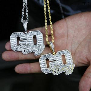 Chains HIP HOP Fashion Go Crazy Letters Pendant With Twist Rope Chain Iced Out Bling Full Cubic Zirconia CZ Necklace Jewelry