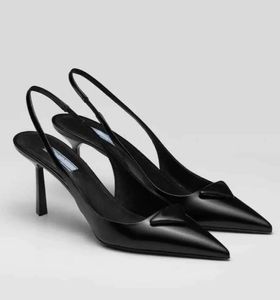 Sapatos de vestido Sandálias Verão Romântico Elegante Triângulo Escovado Sandálias de Couro Sapatos para Mulheres Slingback Bombas Calçados de Luxo Mulheres Salto Alto Festa Vestido de Noiva