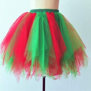 スカート女性チュチュプリンセスファッションバレエファルダのカラーパッチワークチュールペチコート用のふわふわしたスカート