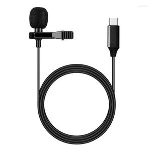 Microfoni Mini microfono USB tipo C Mic Wired Risvolto Lavalier Clip-on Type-C Per registrazione su smartphone YouTube Canto