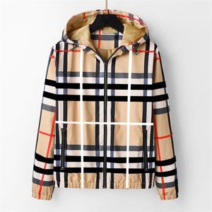 Jaqueta masculina xadrez listrada padrão moda personalidade capuz com zíper casaco casual blusão