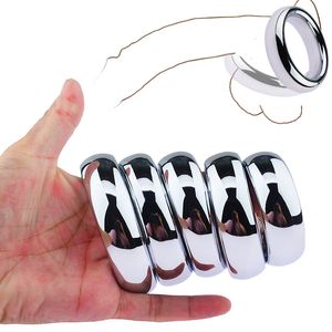 Cockrings Super Smooth Stainless Steel Large Cock Ring Delay Lock Penis Heavy Duty Metal Male Ball Scrotum Stretcher Sex Toys For Men 230227