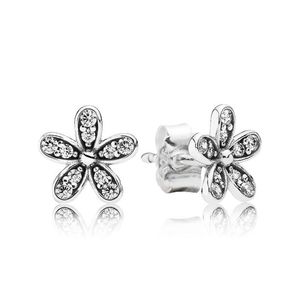 CZ Diamond Dazzling Daisies Orecchini a bottone in argento sterling 925 per Pandora Wedding Party Jewelry For Women Girlfriend Gift designer Orecchini a fiore con scatola originale