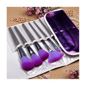 Makeup Brushes Fashion Brush 16st Set Purple Eye Shadow Finger Eyeliner Lip Tool innehåller kosmetisk väska Drop Delivery Health Beauty Dhdd7