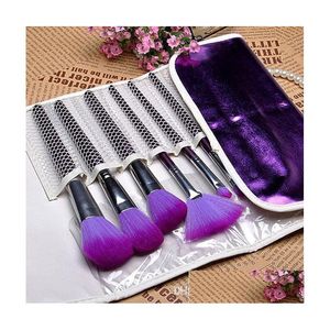 Pennelli per trucco Pennello per moda 16 pezzi Set Ombretto viola Eyeliner per dita Strumento per labbra Contiene sacchetto cosmetico Consegna a goccia Salute Bellezza Dhdd7