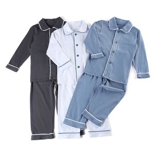 Pajamas 100% cotton Toddler Boys and Girls sleepwear Family Matching Children Christmas solid color Ruffle kids Pajamas 230227