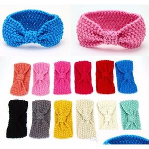 Headband Fashion Children Böhmen stickad headwrap barn turban stickning ull virkning öronvärmare för baby flickor droppleverans hår p dhf8d