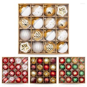 Decorazione per feste 16 pezzi 8 cm / 6 cm Set di palline di Natale 8 cm Palline rotonde in plastica dipinte a mano Ornamenti per l'albero di Natale Forniture festive