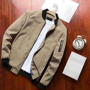 Jackets Men Jackets Baseball Coat Zipper Bolsos de punho de bombardeiro respirável