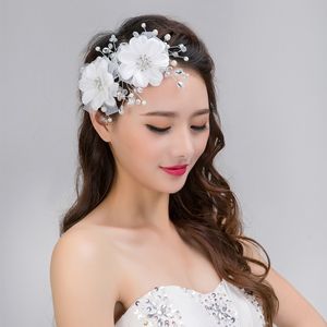 Headpieces White Hair Flowers for Wedding Party Bridal Bridesmaid Chic Crystal Tiara Rhinestone Crown Headband Wedding Dress Accessories