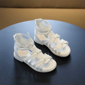 Sandaler barn sandaler skor flickor sommar prinsessan barn platt mode zip romersk strand gladiator småbarn baby andningsbar z0225