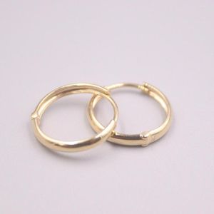 Hoop Earrings Real Pure 18K Yellow Gold Special Glossy 2g For Men Woman Lucky Gift