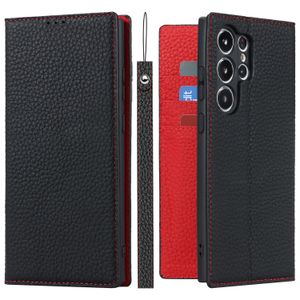 Подлинная кожаная чехла для Samsung Galaxy S23 Ultra S23 Plus Case Litchi Flip Book Stand Cover Cover