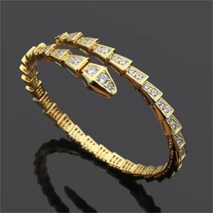 Bracciale rigido braccialetti serpente per donna braccialetto in oro braccialetto di design braccialetto alla moda fascino rosa braccialetto pieno di cristallo tendenza regalo festa gioielli moda uomo braccialetto donna