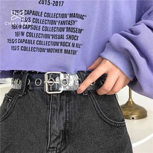 Bälten Kvinnor Rensar full grommetrem Kvinna Disigner Punk Rivet Pin Buckle Midje Harts Plast PVC Trouser Jeans Transparenta bälten 261 Z0223