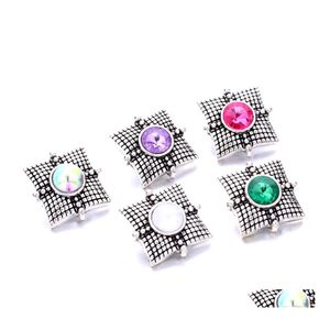 Car DVR Clasps Hooks Vintage Square Shape Snap Button Diewelry Gusterry Fulders Rhinestone 18 мм металлические кнопки снимков Diy Bracelet Bracelet Dewally Dh0yw