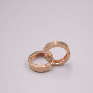 Hoopörhängen riktig 18K Rose Gold Woman Luck Smooth Circle Stämpel AU750 12x2,8mm