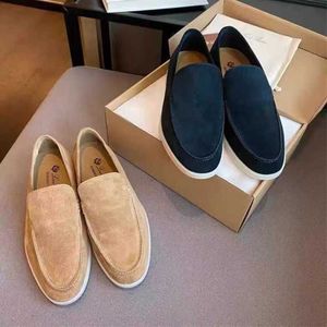 Ayakkabı fabrika tasarımcısı loropiana klasik süet lp kalın taban ile düz taban sıradan tek ayakkabı tembel loafers erkek ayakkabıları 4er5