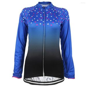 Racing Jackets Hirbgod 2023 Blue Gradient Cycling Jersey Jacka Women Simple Outdoor Sport Long Sleeve Cykelkläder NR108